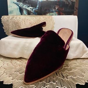 Madewell Gemma Mule in Maroon Velvet Mules